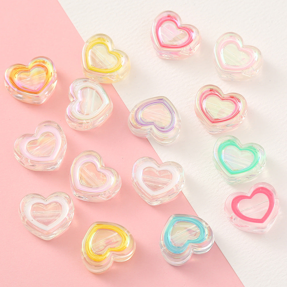 Wholesale 10pcs Colorful Acrylic Love Heart Beads