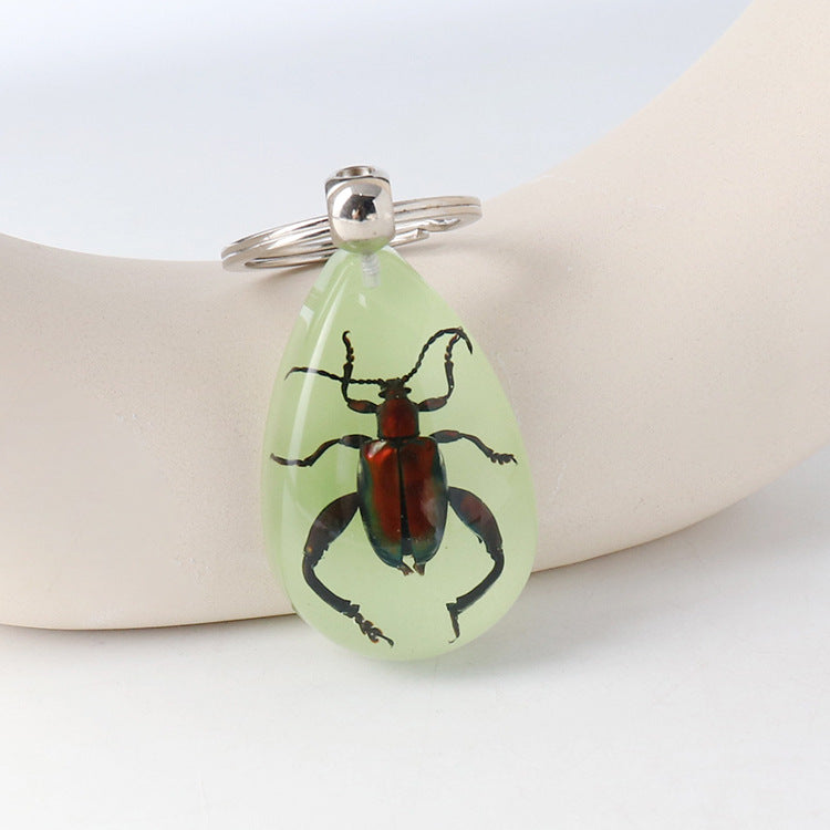Wholesale Large Amber Glow-in-the-Dark Insect animal specimen Keychain
