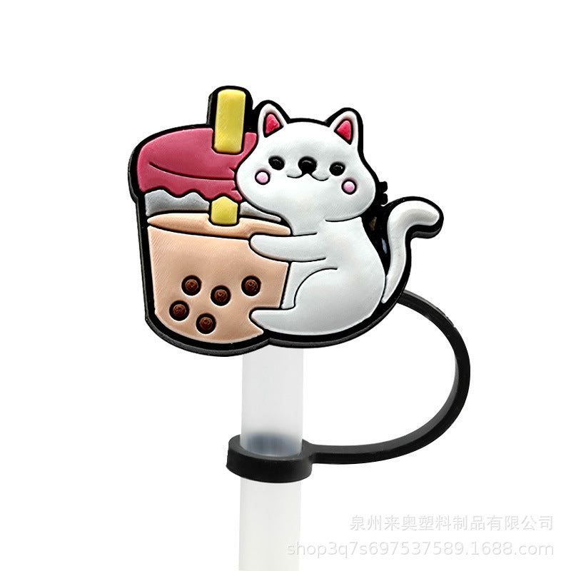 Wholesale 10PCS Cartoon Beverage Silicone Straw Tube Cap