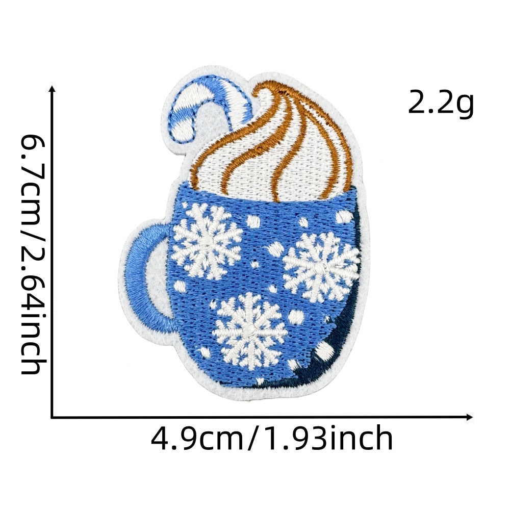 Wholesale Chic Blue Doodle Christmas Embroidery Patches Clothing Applique Stickers DIY Fashion Accessory Gift