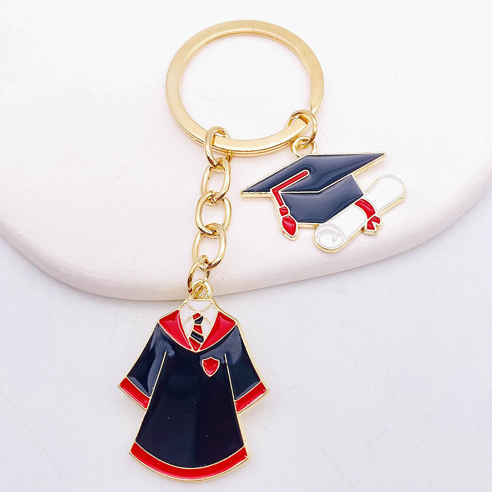 Wholesale Bachelor Dress Doctor Hat Pencil Pendant Metal Keychains