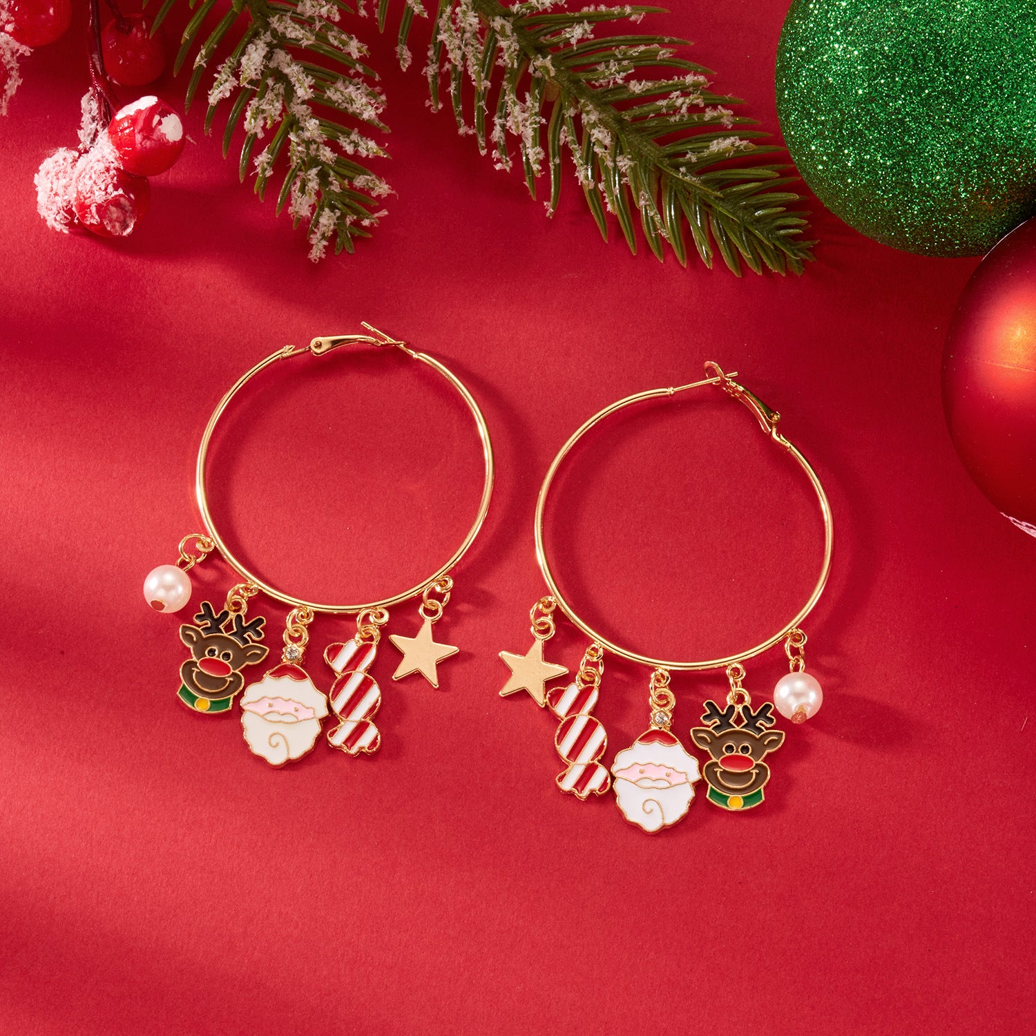 Wholesale New Christmas earrings for women all-match holiday Christmas gingerbread man cane earrings
