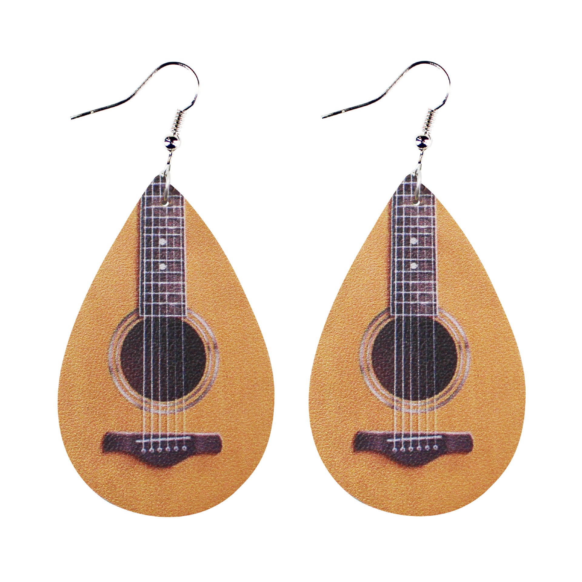 Wholesale Water Drop Guitar Leopard Cactus Leather Earrings