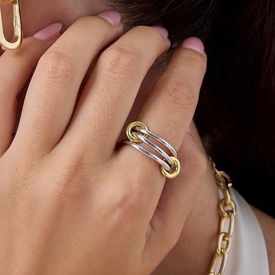 Wholesale Creative geometric irregular multi-layer diamond ring
