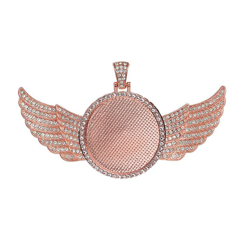 Wholesale Sublimation necklace angel wings necklace heart full diamond clavicle necklace