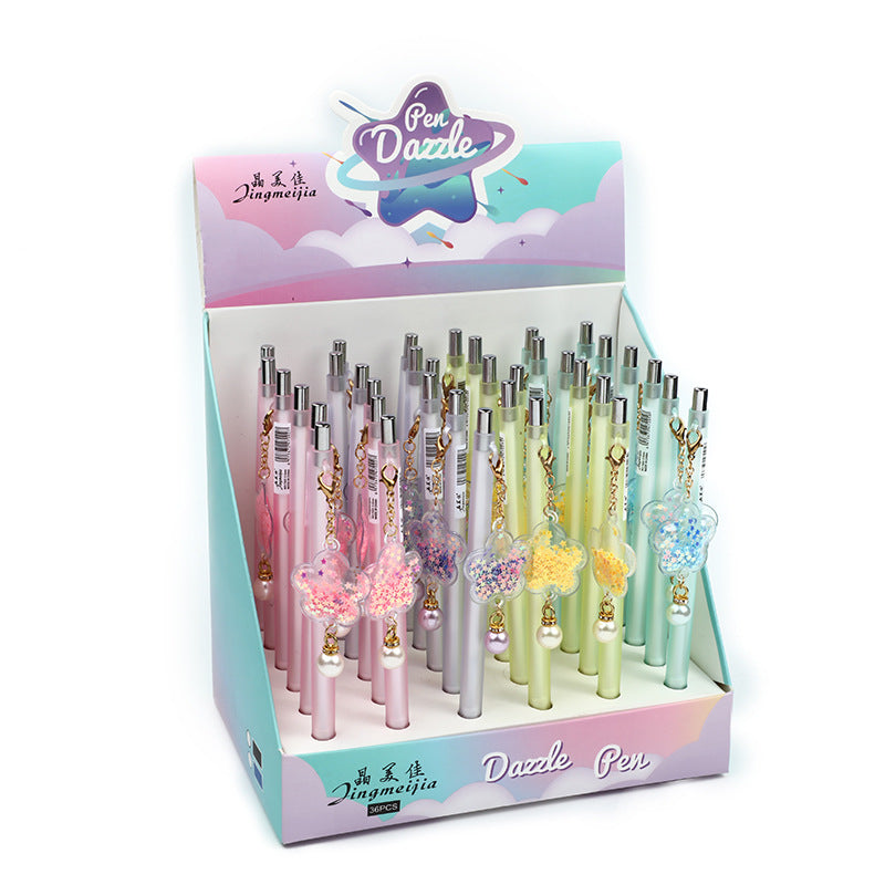 Wholesale translucent pearl flower pen body can replace core pencil writing stationery