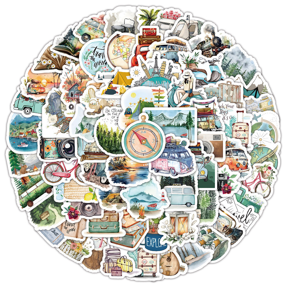 Wholesale 100 Cute Outdoor Travel Doodle Waterproof Vinyl Stickers
