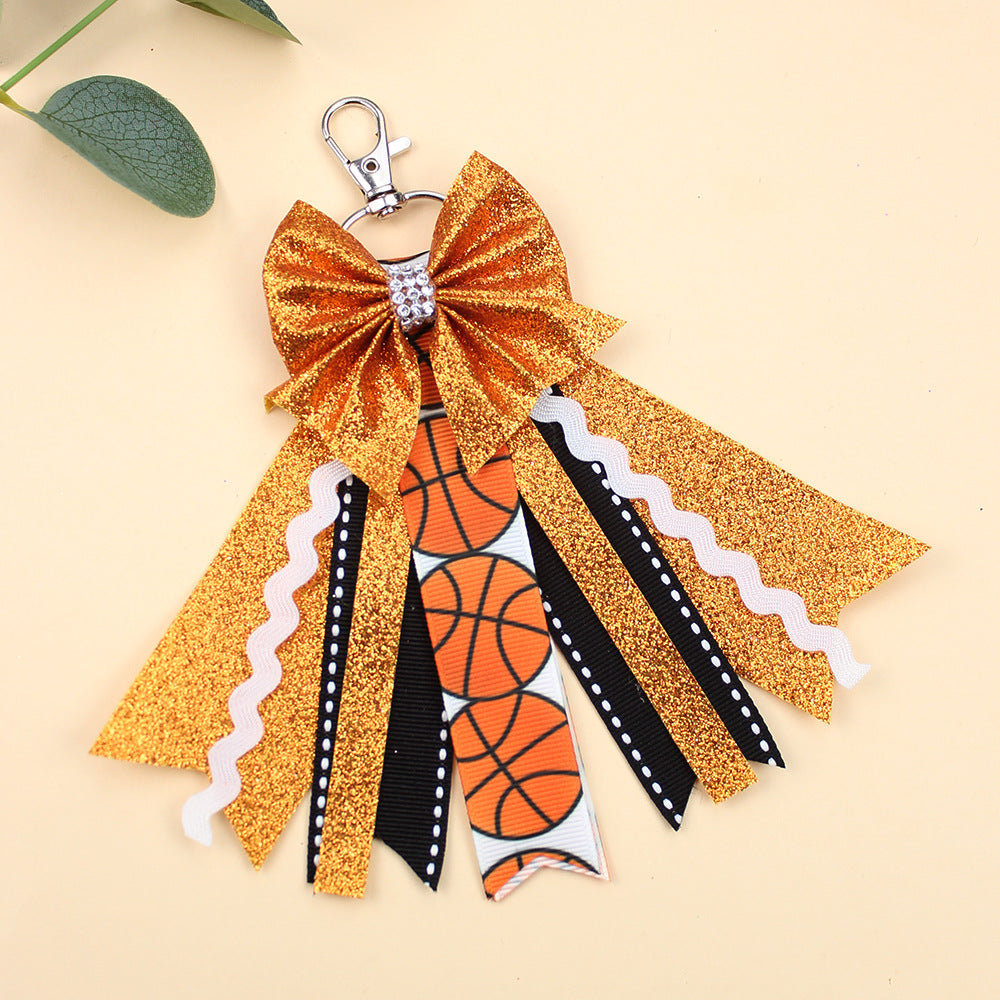 Wholesale Sports Youth Cheerleader Bow Lanyard Ribbon Keychains
