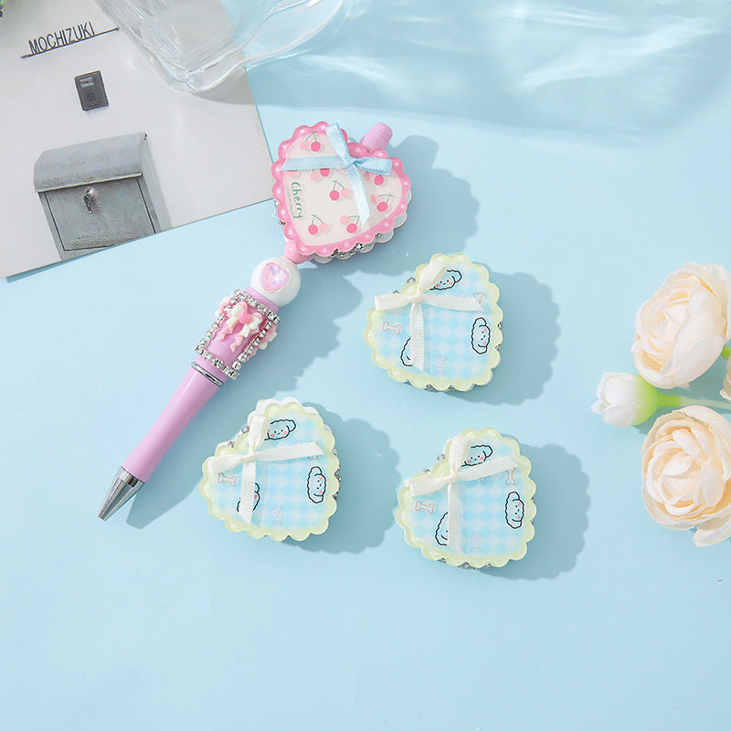 Wholesale 10pcs cartoon love bow beads cute acrylic beads
