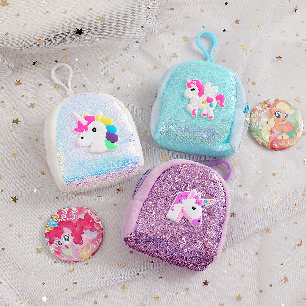 Wholesale New Sequin Unicorn Coin Purse Children' s Portable Coin Headset Storage Bag