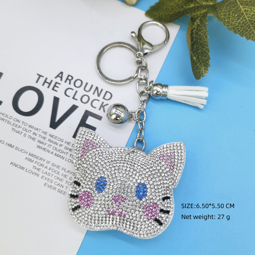 Wholesale 4pcs Diamond studded cat Rhinestone Keychain