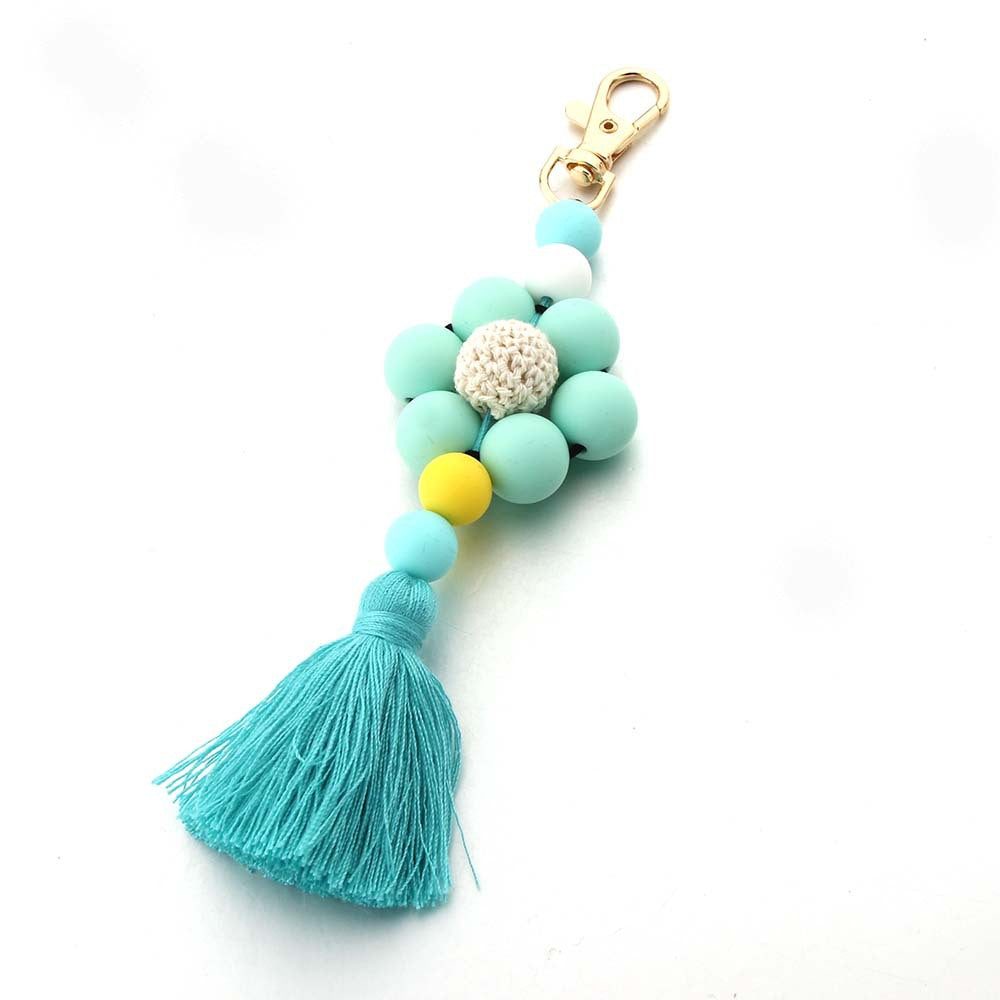 Wholesale Silicone Bead Tassel Flower Keychain