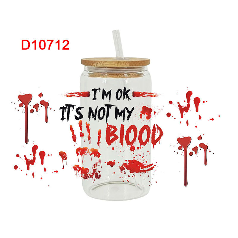 Wholesale Red Horror Series 16oz Cup UV DTF Wraps