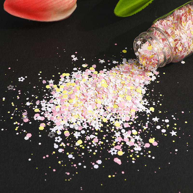 Wholesale DIY Handmade Material Drop Glue Macaron Mixed Glitter Flow Hemp Cherry Blossoms Sparkling Pink Glitter