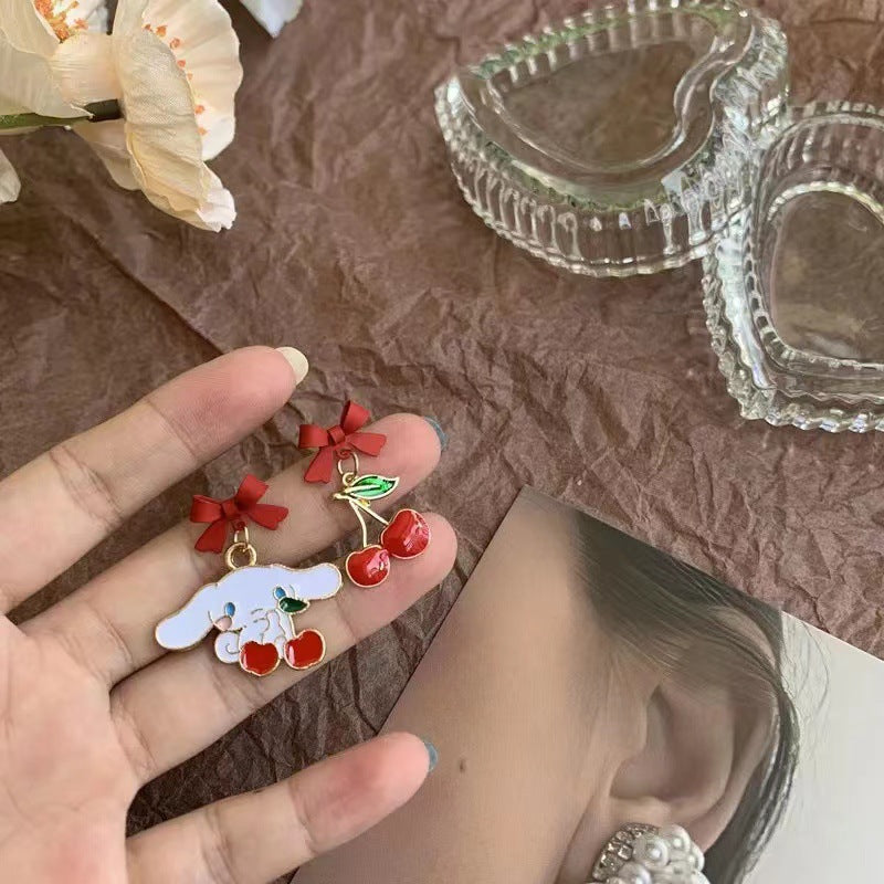 Wholesale 3D Rabbit Pink Peach Heart Alloy Earrings