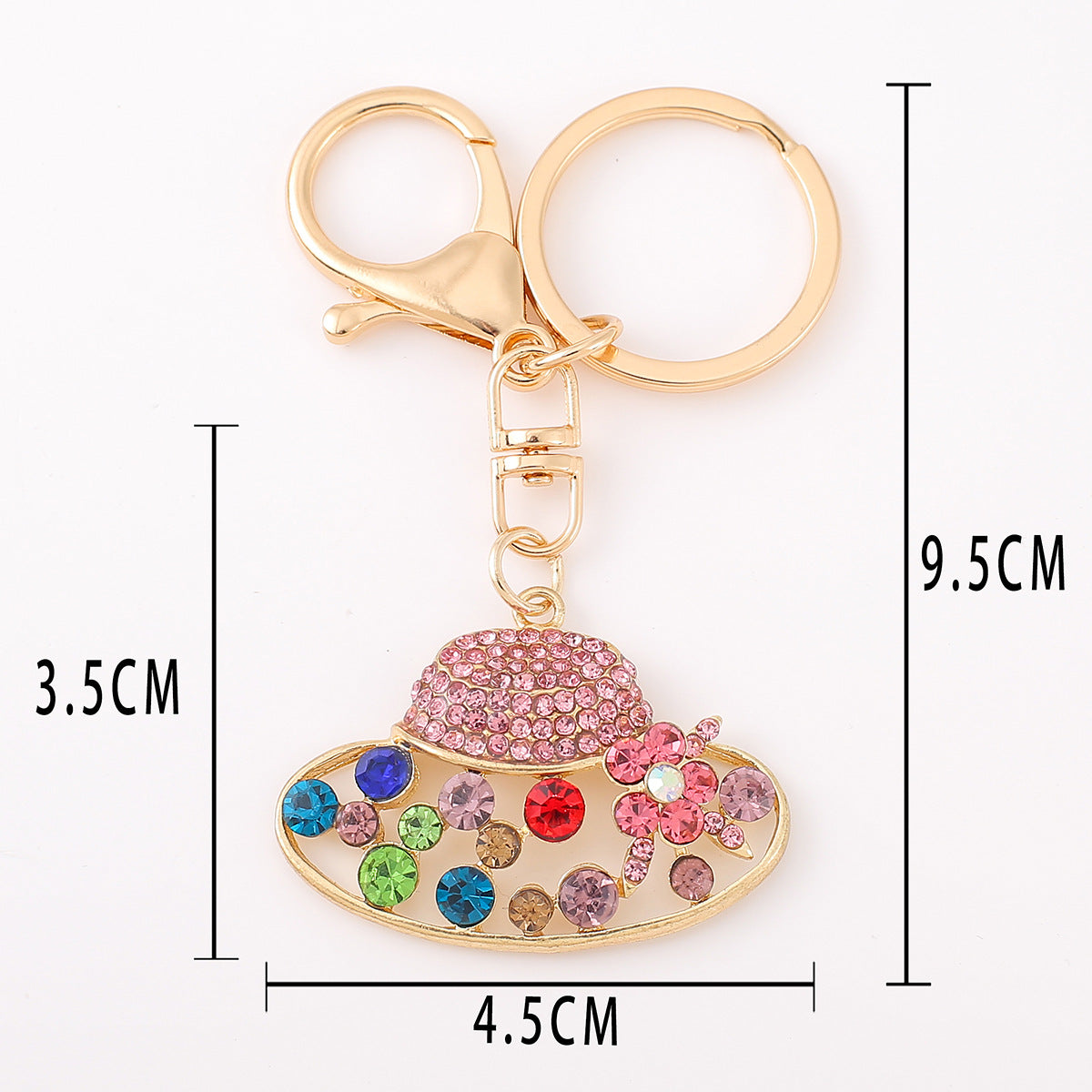 Wholesale Diamond Colored Sun Hat Alloy Keychain