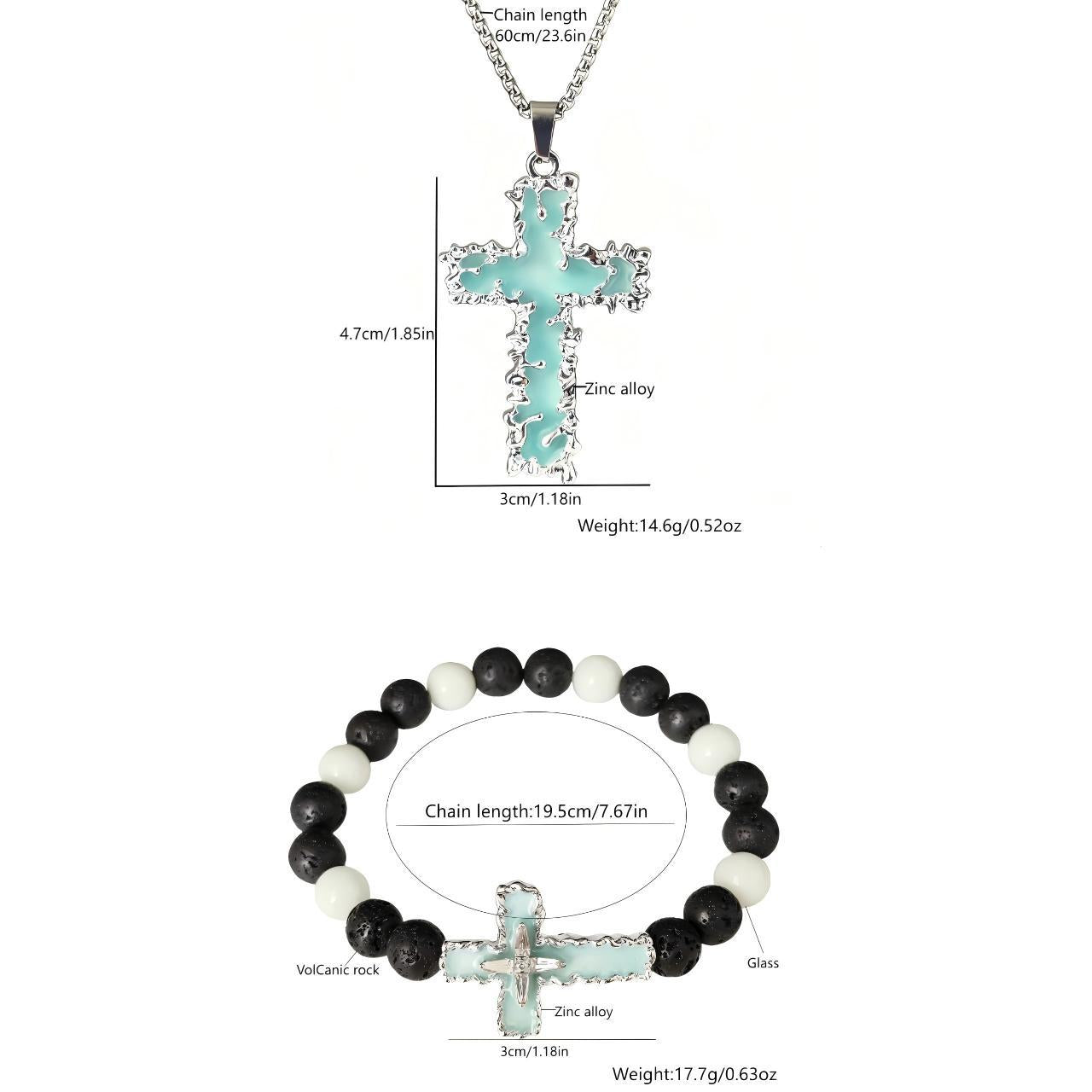 Wholesale Luminous cross natural stone bead glow bracelet