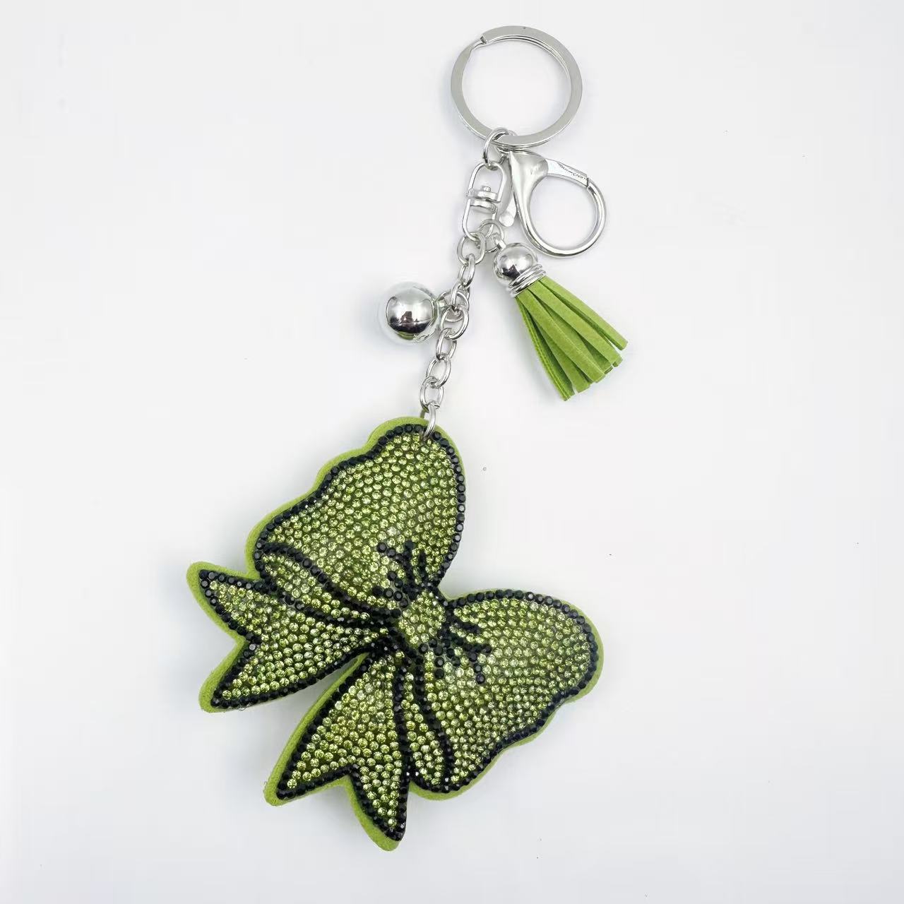 Wholesale 6pcs crystal rhinestone bow keychain