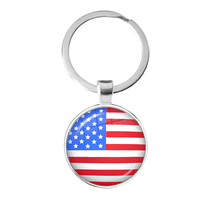 Wholesale Zinc Alloy National Flag Time Gem Keychain