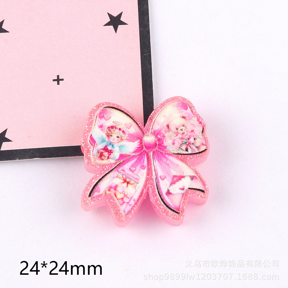 Wholesale 10pcs Straight Hole Medical Bow DIY Acrylic Handmade Beads
