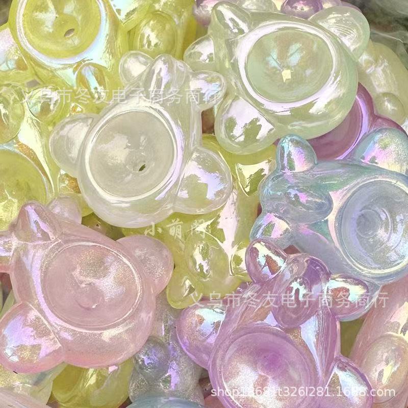 Wholesale 20pcs/pack Acrylic Beads with iridescent UV glitter starry sky effect straight holes.