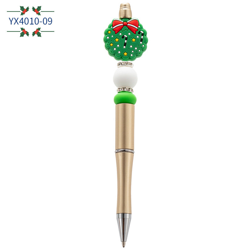 Wholesale Christmas Cartoon Silicone Handmade Beaded Pen Ballpoint Pen