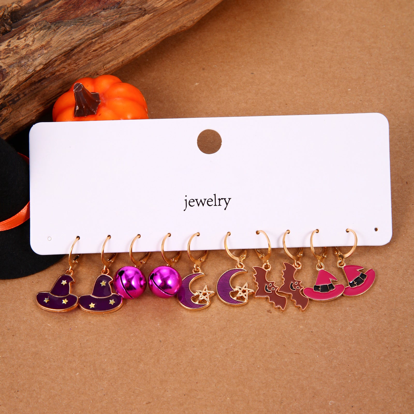 Wholesale Zinc Alloy Electroplated  Earring Set 5 Pcs Pumpkin Skull Ghost Design Women Party Jewelry Accessory