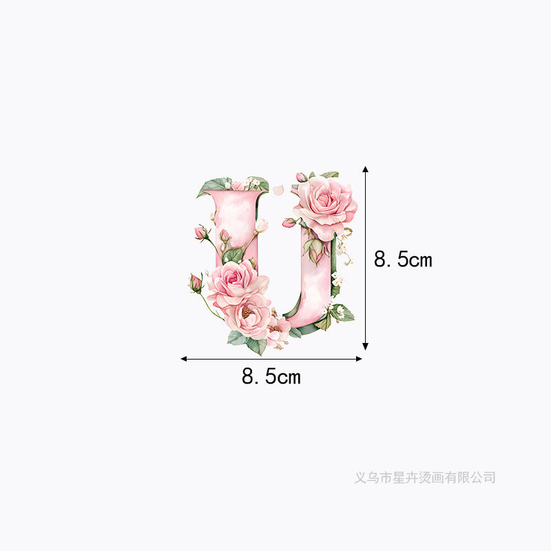 Wholesale 10pcs 26 letter flower branches and leaves UV DTF Ready to Press Transfers Wraps