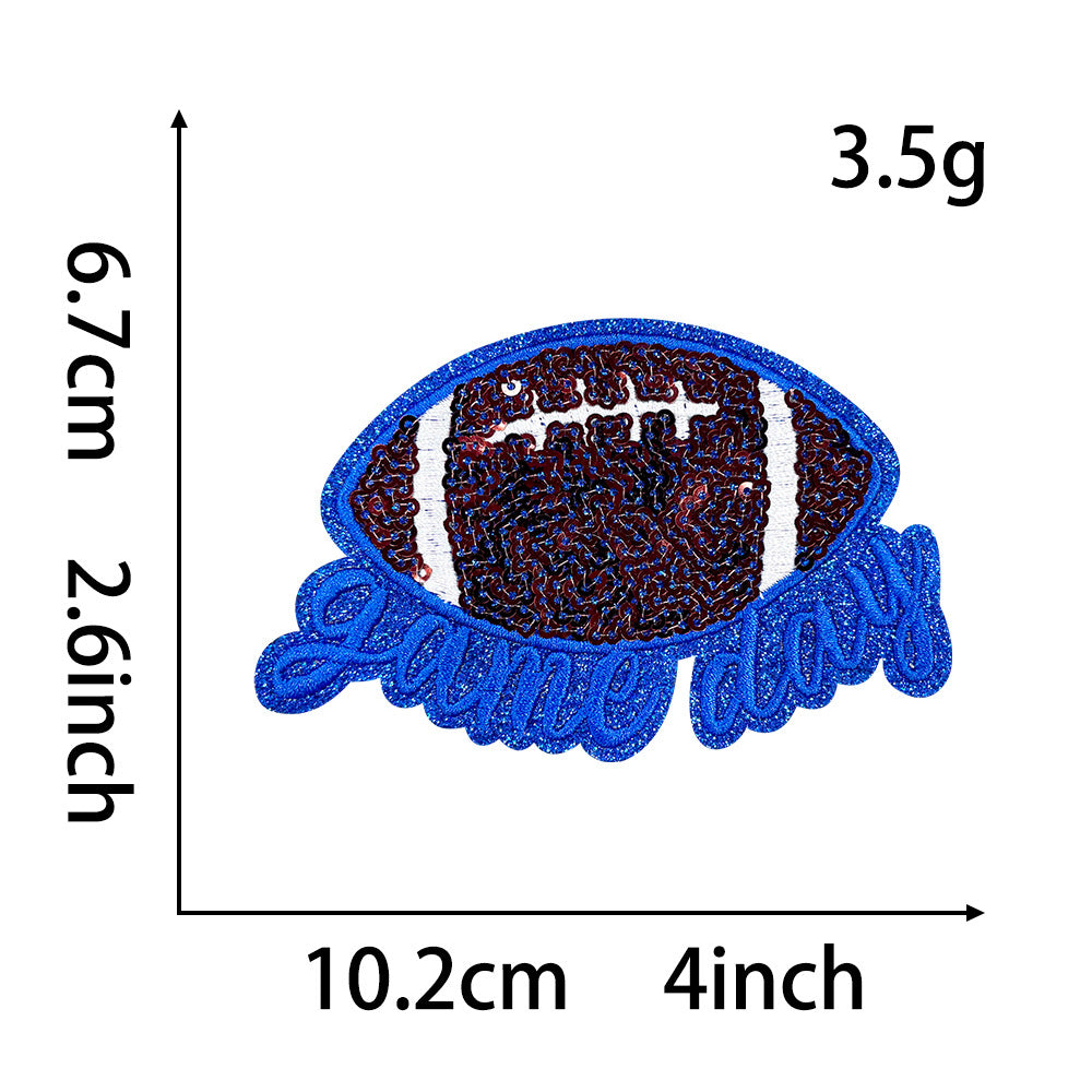 Wholesale Polyester Iron On Embroidered Patch Rugby Design DIY Badge For Shoes And Hats Casual Craft Supply
