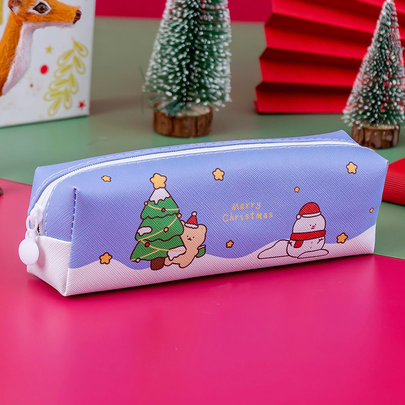 Wholesale PU Cartoon Christmas Pencil Bags