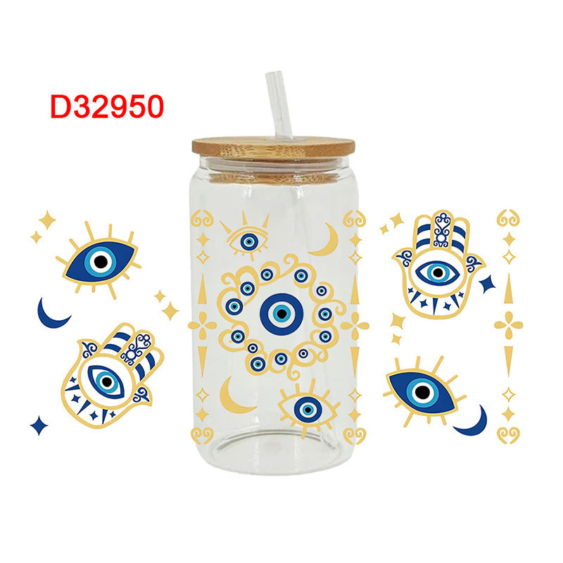 Wholesale  Little blue flower 16oz Cup UV DTF Wraps