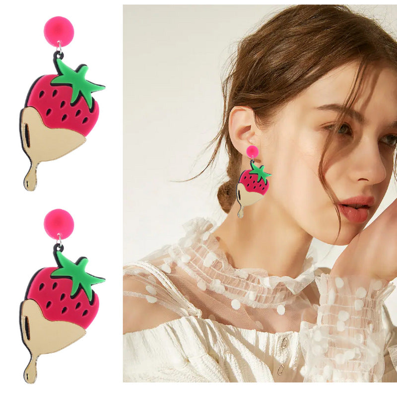 Wholesale Acrylic fruit vegetable Dragon Fruit  earrings