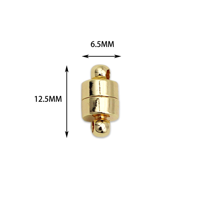 Wholesale DIY Copper Plated 18K Gold Round Cylindrical Magnet Clasp Necklace Bracelet Anti-Drop Closure Clasp