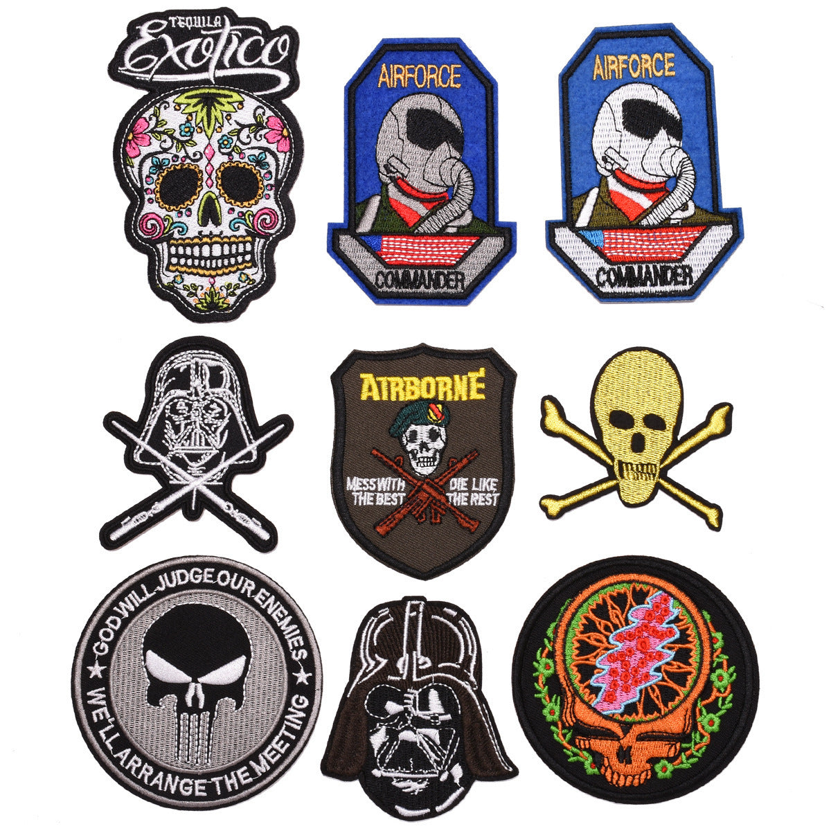 Wholesale Space Astronaut Embroidered Patches 9Pcs Rocket Ship Planet Skull Cloth Badges Iron On Sew On DIY Fashion Accessory