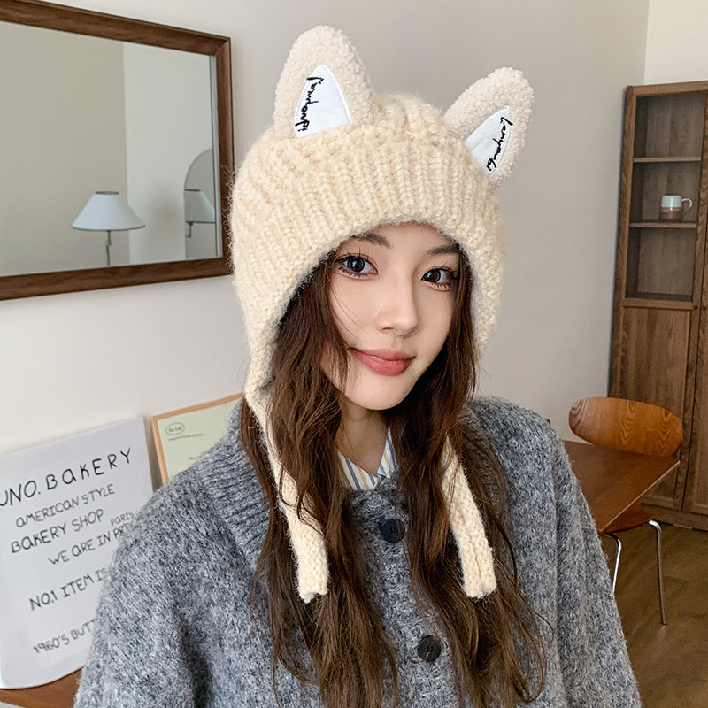 Wholesale Pointy Ear Knit Warm Ear Protector Winter Wind Chill Pullover Ski Cycling Hat