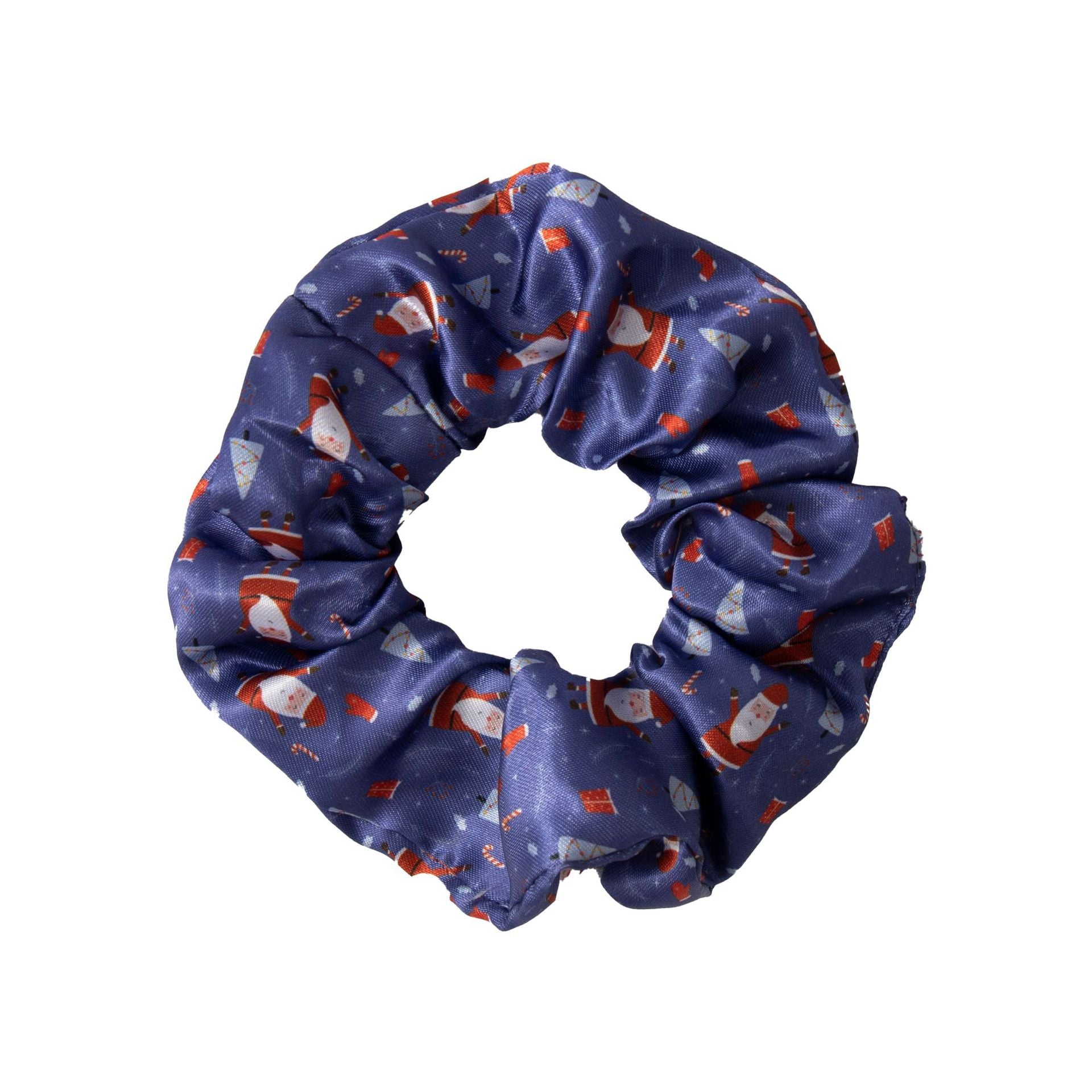 Wholesale Satin Printed Christmas Fabric Hair Tie
