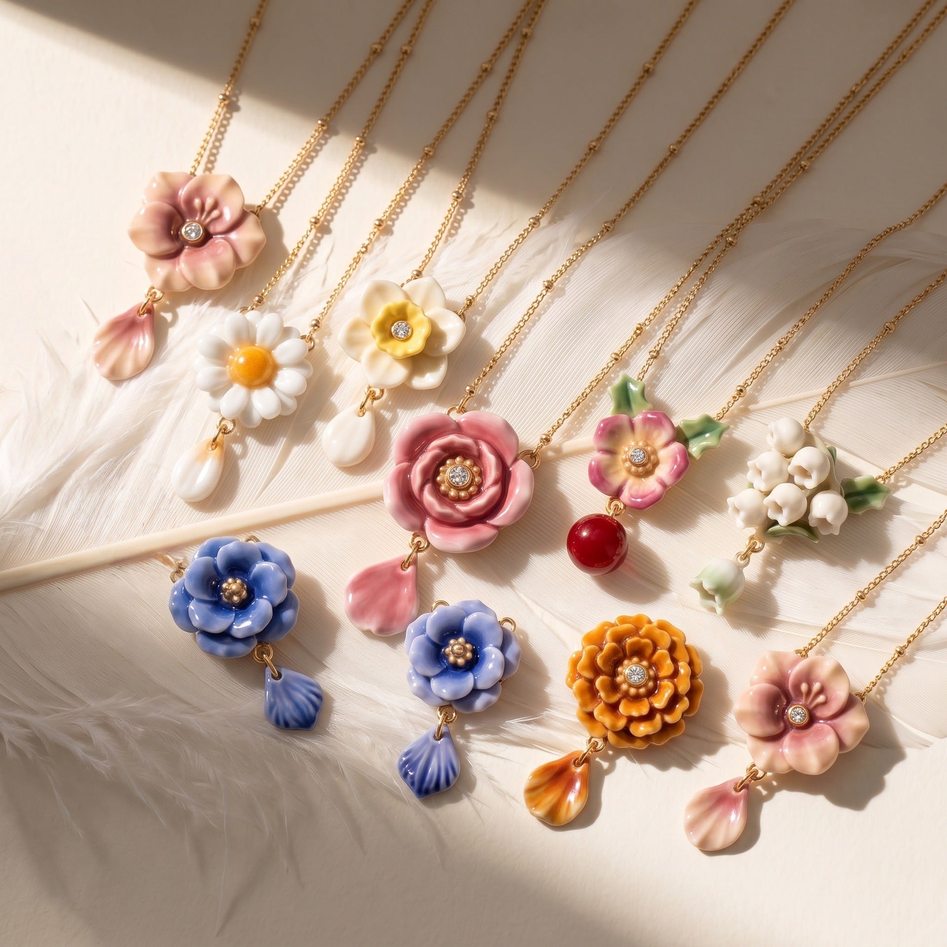 Wholesale Handmade Vintage Layered Flower Necklace With Gold Chain Pink Carnation Gradient Chic Fashion Accessory For Gift And Resale