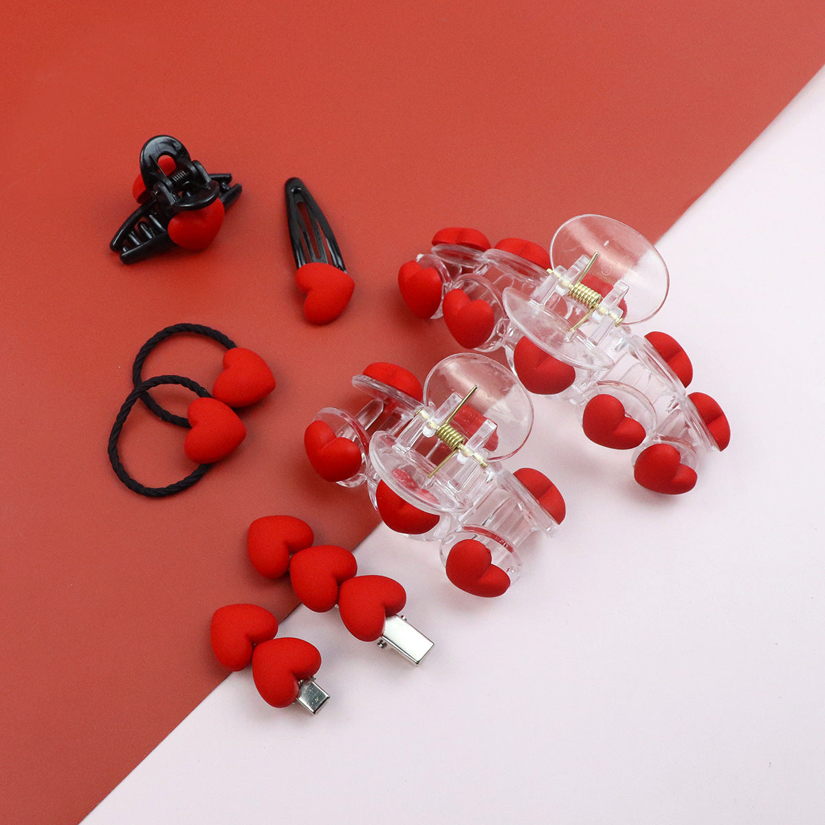 Wholesale Valentine's Day Red Love Pink Peach Heart Children's Hair Rings