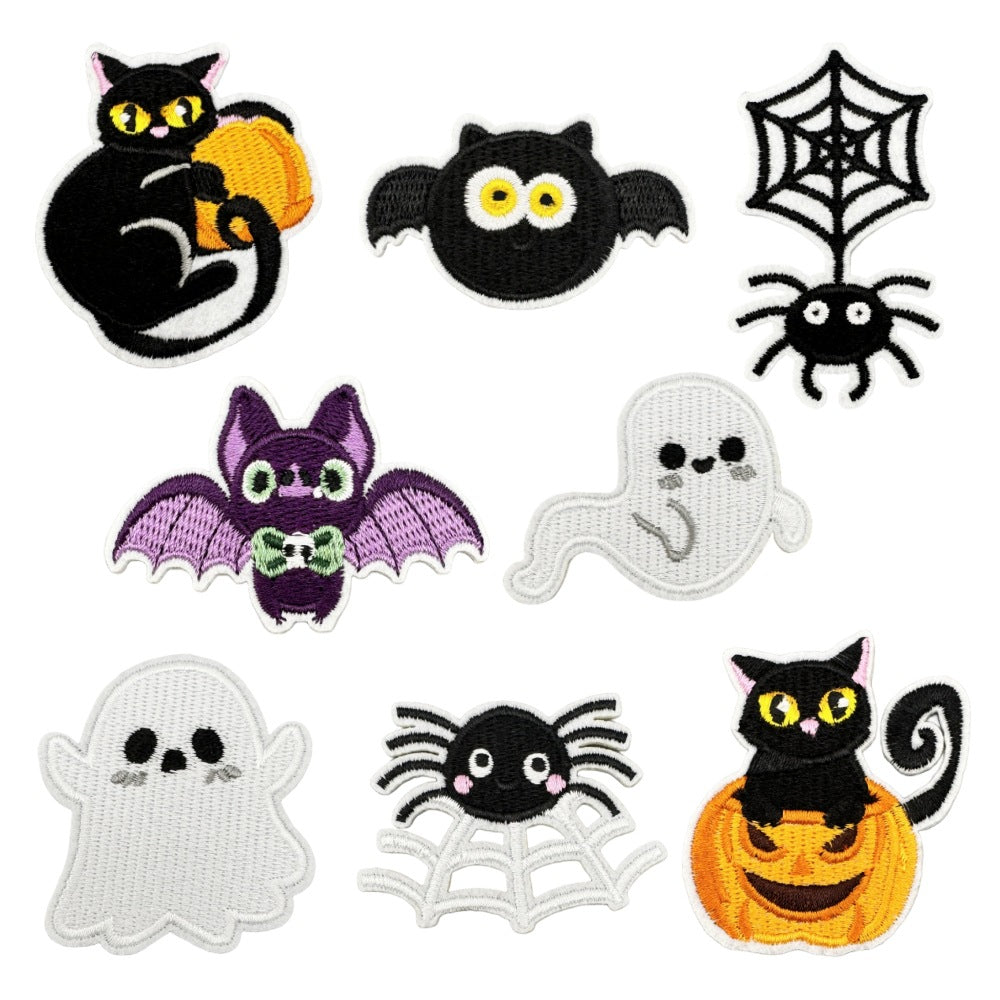 Wholesale  Embroidered Patch Polyester Thread Pumpkin Bat Ghost Castle Design Decorative Fashion Accessory Gift