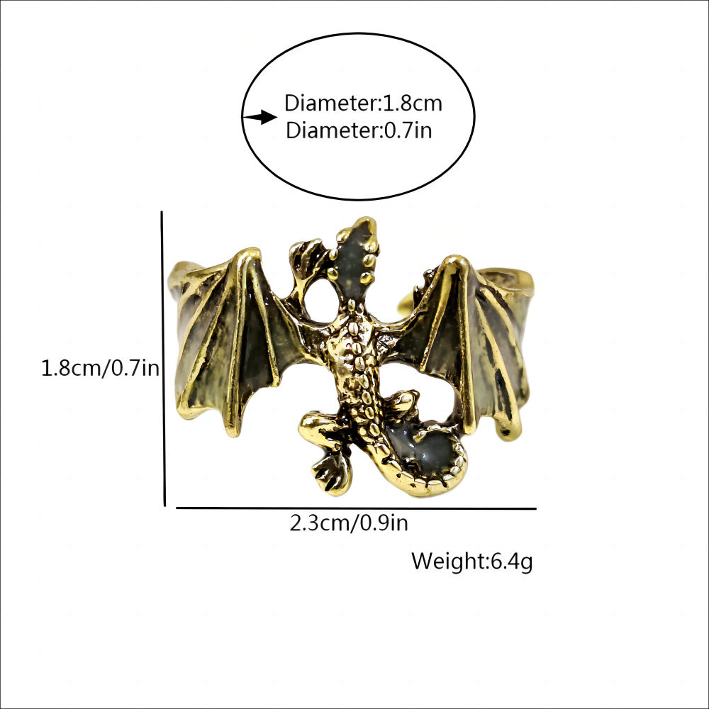 Wholesale Luminous pterosaur adjustable ring with an opening