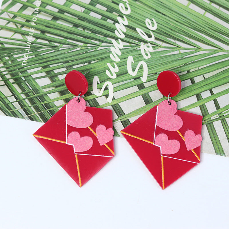 Wholesale Valentine's Day Love Envelope Acrylic Earrings