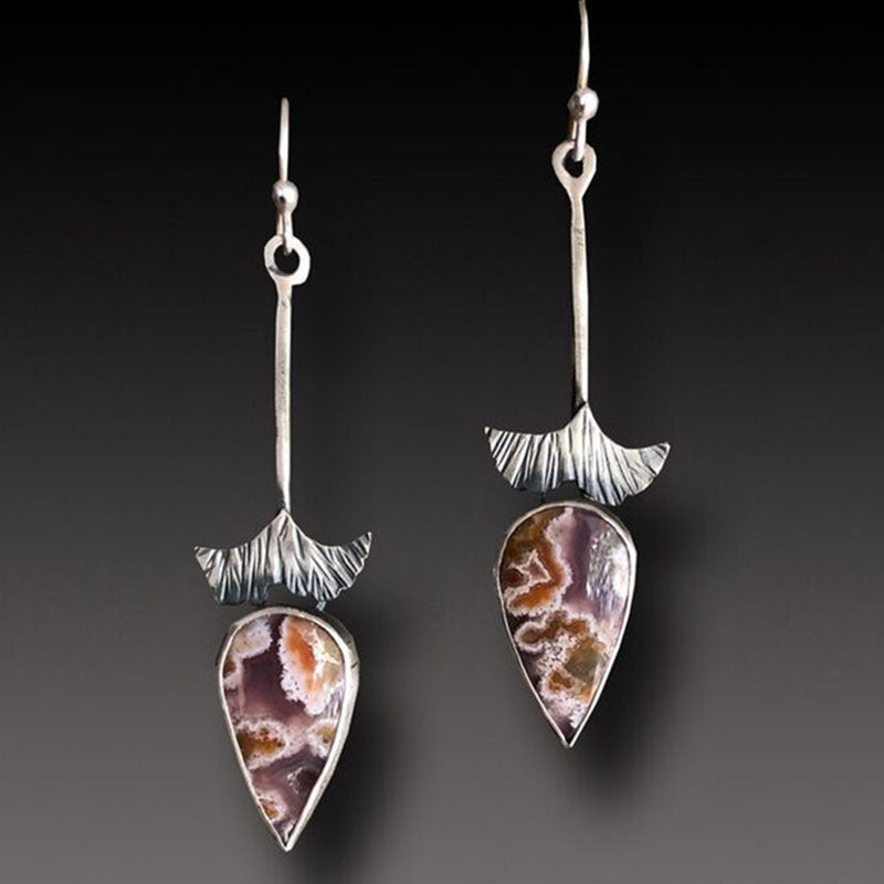 Wholesale Creative Flower Inlaid Purple Diamond Luxury Antique Silver Round Swing Earrings