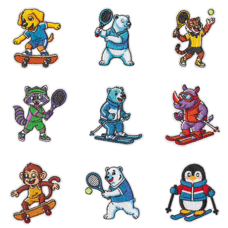Wholesale Stylish Cute Animal Polyester Iron On Patches 9 Piece Set For Towels Clothing DIY Craft Boutique