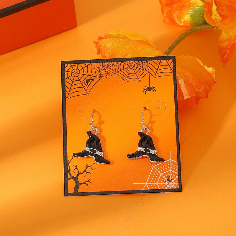 Wholesale Halloween Pumpkin Ghost Head Alloy Earrings