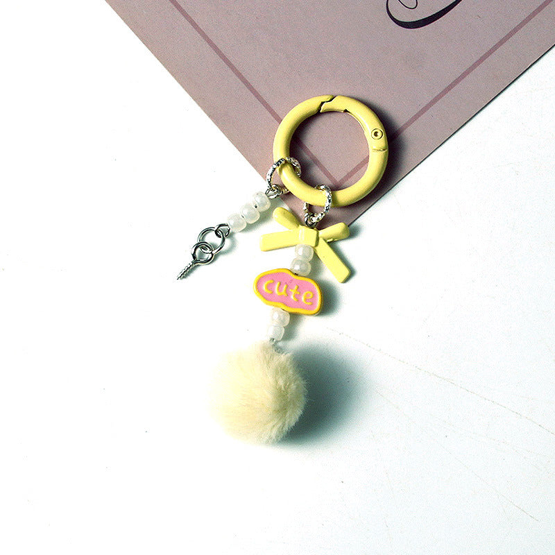 Wholesale Handmade DIY hair ball letter blind box cute beaded keychain