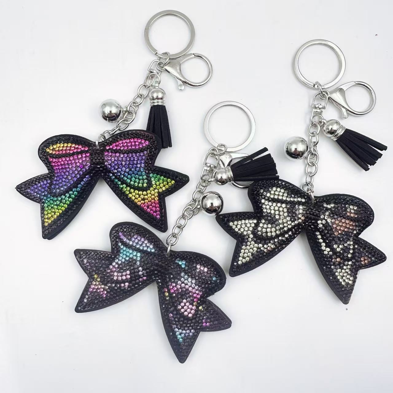 Wholesale 6pcs Creative Diamond Leopard Print Keychain