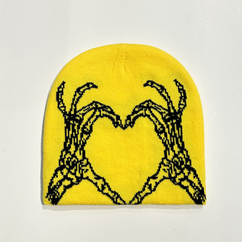 Wholesale 2023 Autumn and Winter New Love Skull Hand Woolen Beanie Knitted Hat