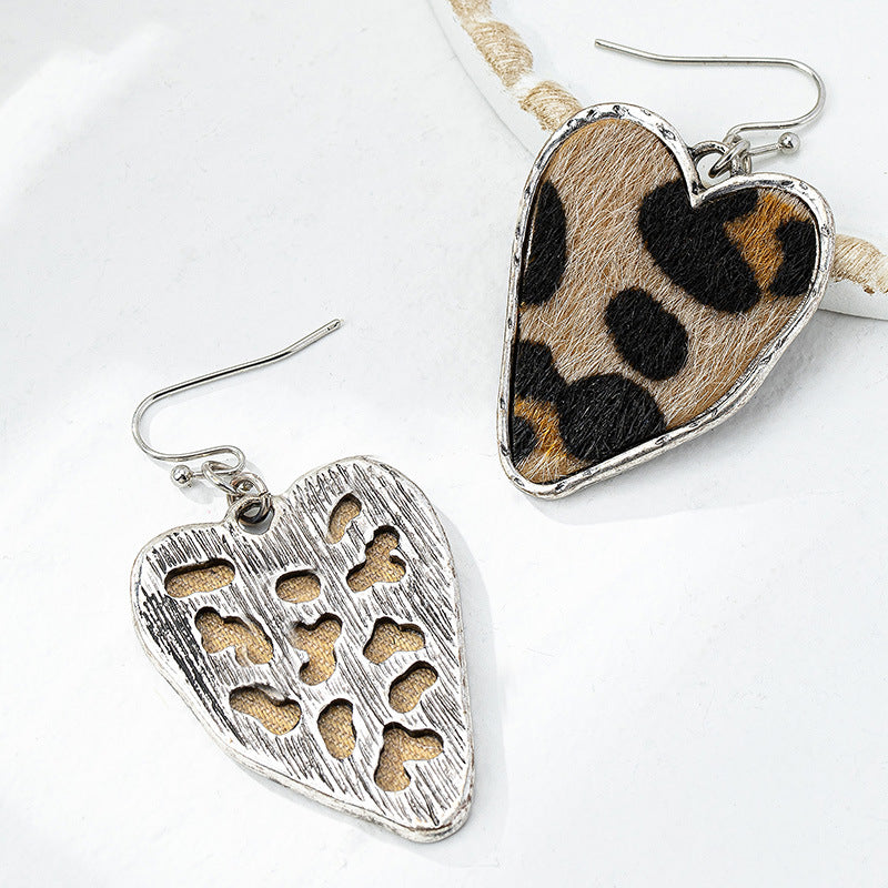 Wholesale leopard silver love eardrop temperament three-dimensional trend niche high-end earrings