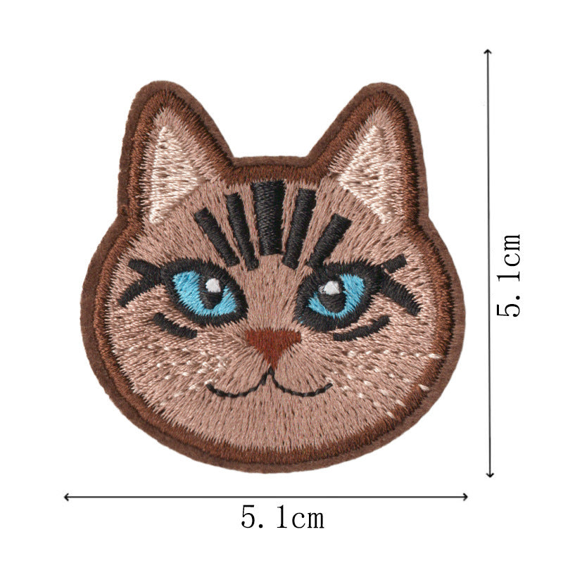 Wholesale Cartoon Cat Embroidery Iron On Patches 9 Pcs Polyester Cotton Clothing Repair Sticker Trendy DIY Fashion Accessory