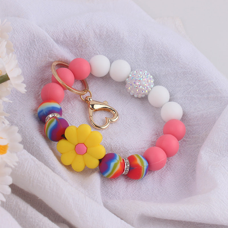 Wholesale Silicone Begonia Daisy Keychain Flower Bracelet